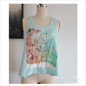 No Boundaries Aqua Graphic Tank Top